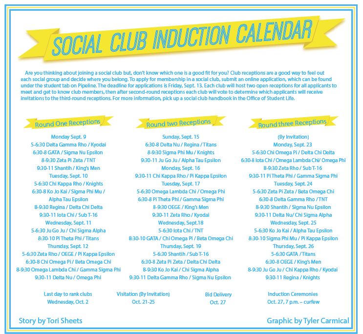 Social Club Induction Calendar The Bison