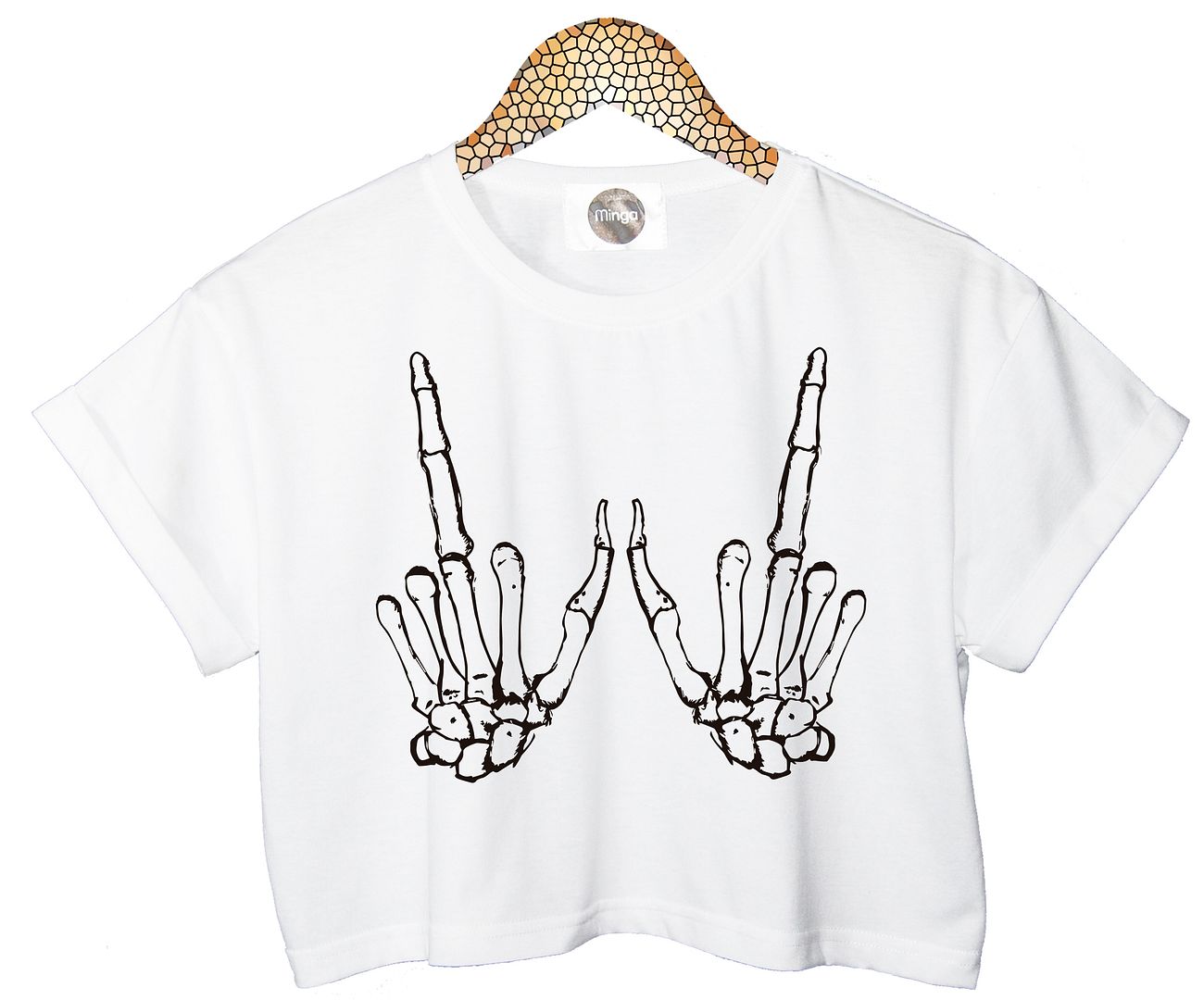 skeleton hands on breast crop top