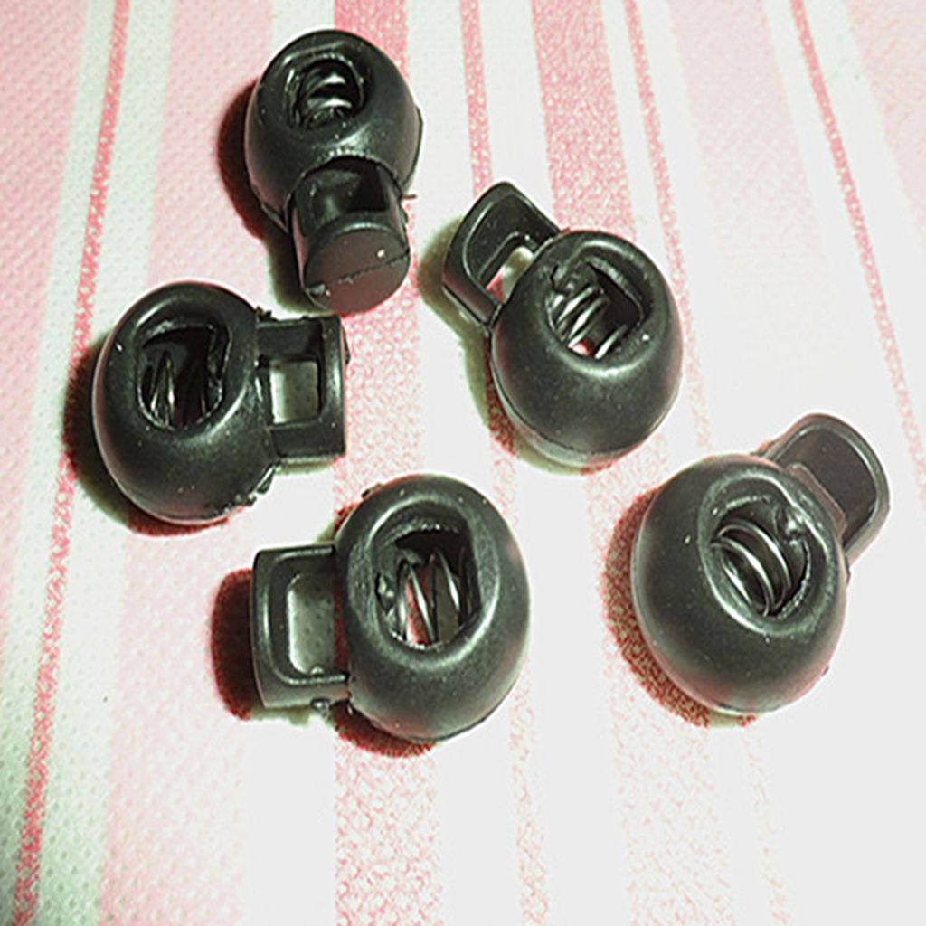 50Pc 20MM Black Plastic Spring Elastic Adjustable Pull Rope Buckle