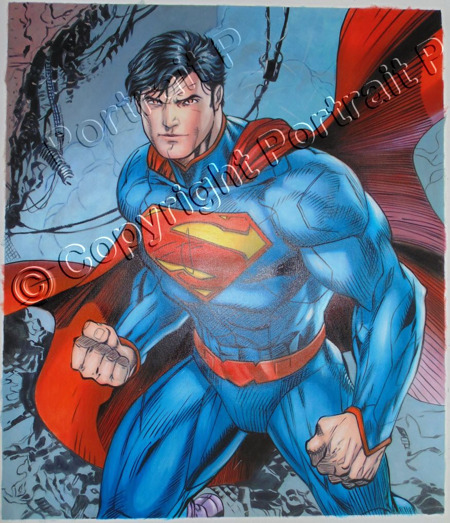 Superman Oil Painting HandPainted Signed DC Comics Art on Canvas NOT a