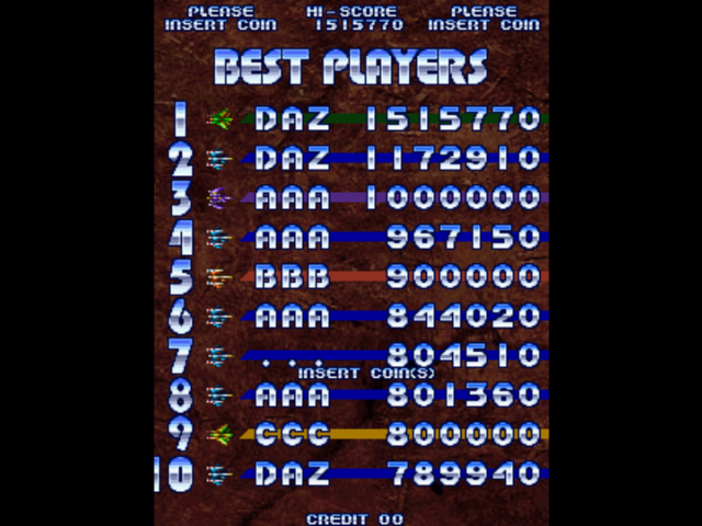 shmupperfromhell: Cyvern (Arcade Emulated / M.A.M.E.) 1,515,770 points on 2013-09-05 05:39:49